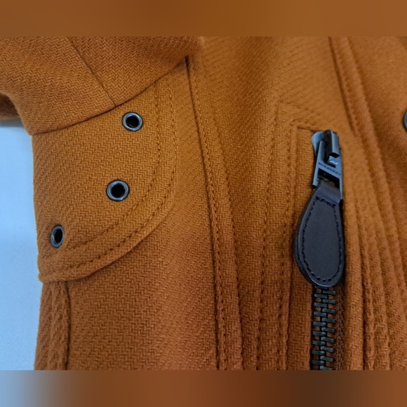 NWT Burberry Womens Jacket Cropped Moto Orange Zip Cuff Wool Cashmere 950$ 2 US - Picture 13 of 16